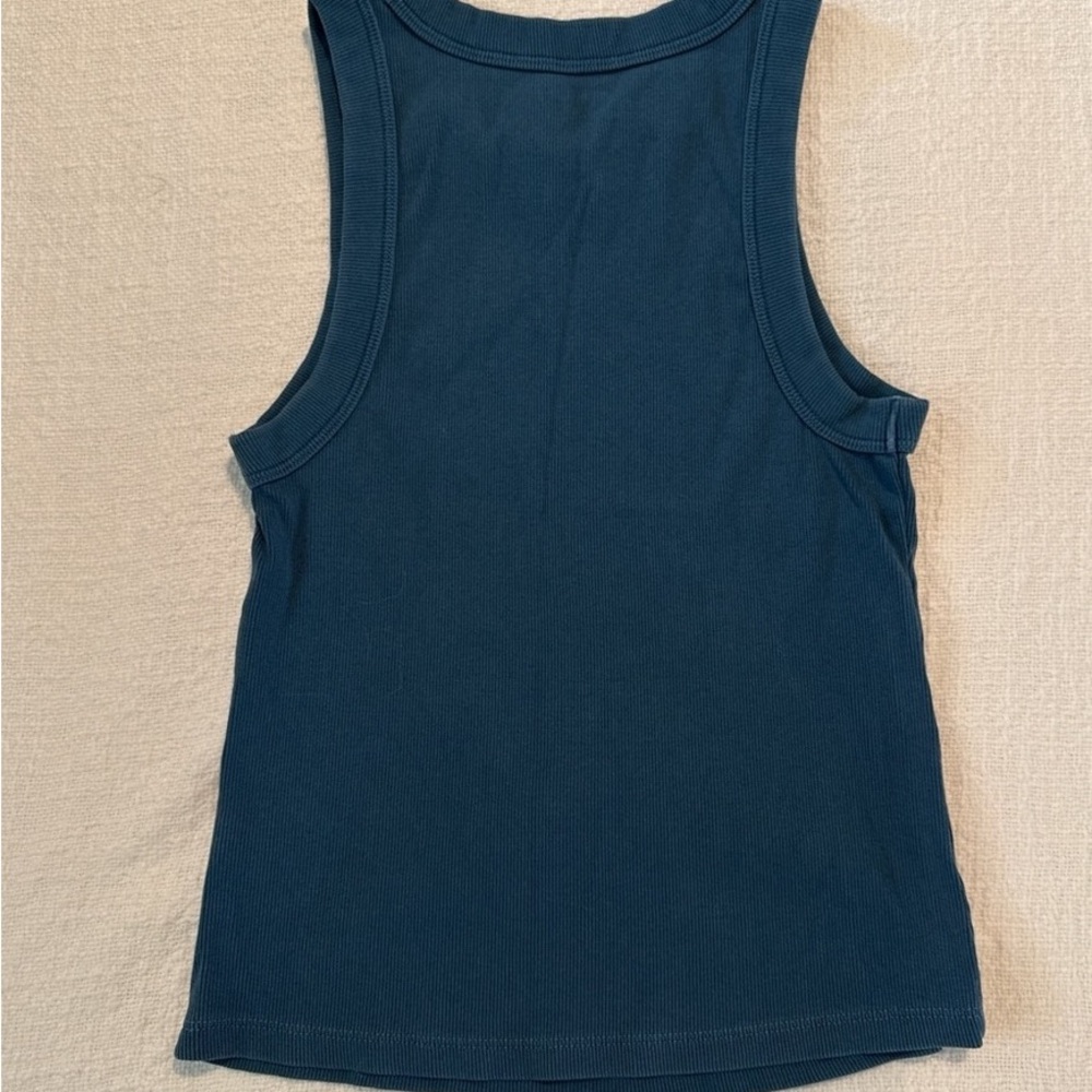 Ribbed Sleeveless Tank Top in Deep Teal